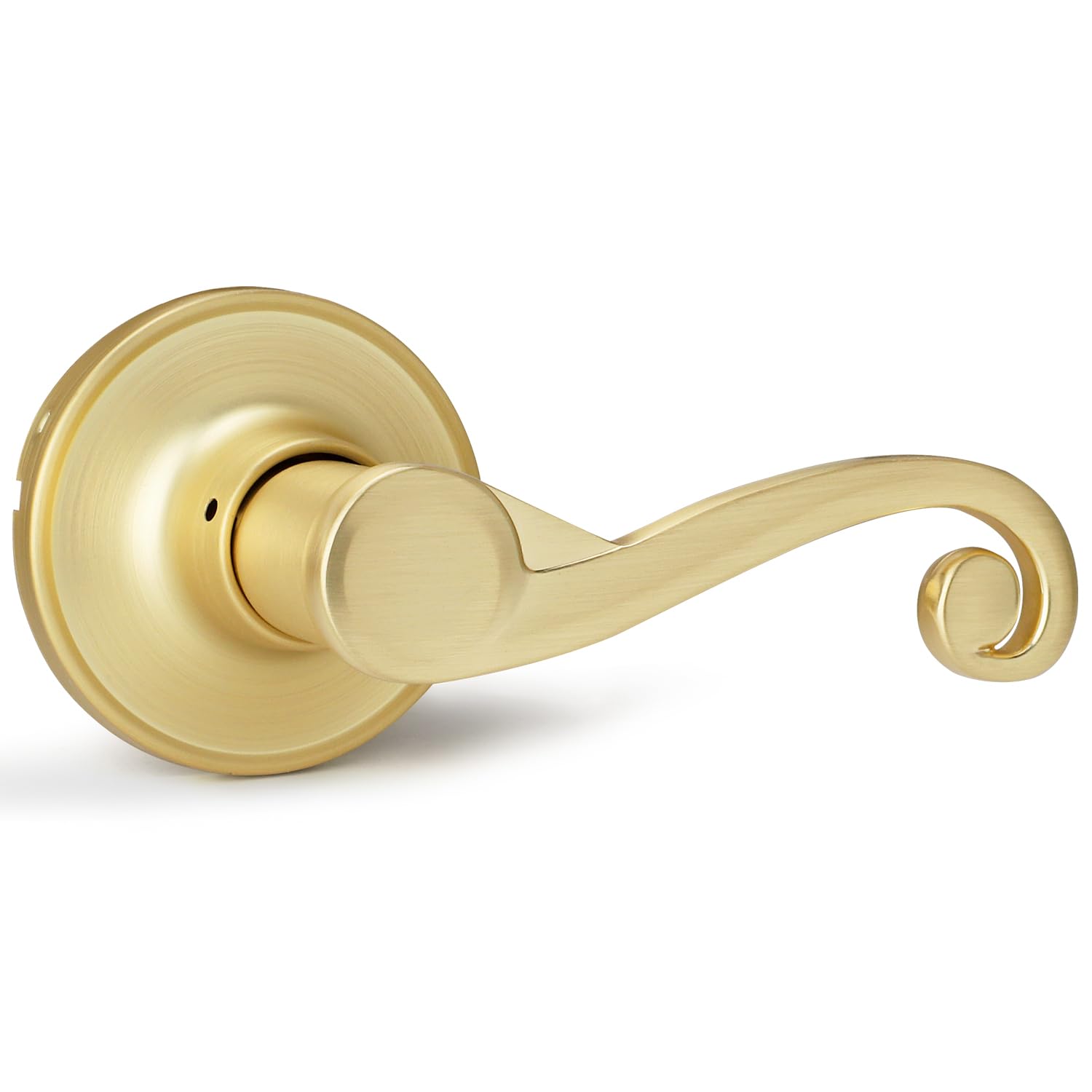 Bonpoly Gold Lever Door Handles 1 Pack, Dummy Door Levers, Interior Door Knobs for Closet/Pantry, Right Side Door Use, Brass Door Knobs with Unique Wave Lever