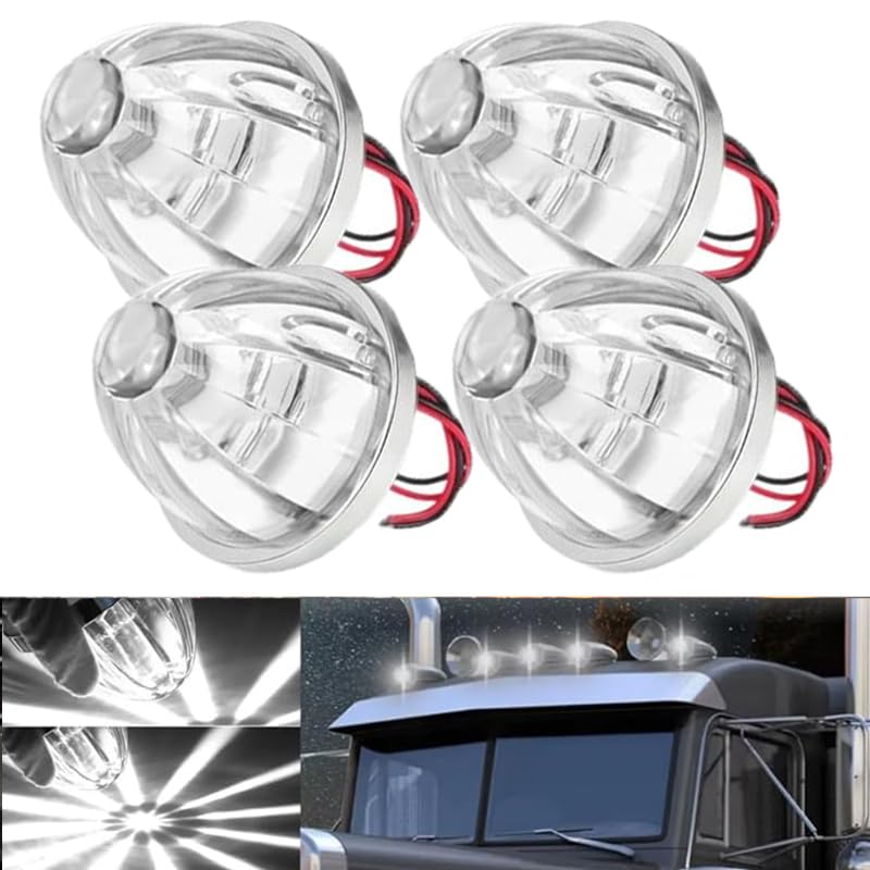 4PCS Amber LED Side Marker Lights for Trucks, IP67 Waterproof 12V-24V Turn Signal Lamps, Durable Clearance Lights for RVs, Vans, and Heavy-Duty Vehicles