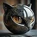 Luxury Black Cat Stone Sculpture, Elegant Home Décor & Gift-Ready Art Piece, Hand-Carved Crystals and Healing Stones Carved, Cute Decoration Gemstones Gifts for Cat Lovers Women Men (A)