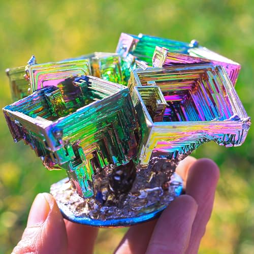 Image of Heavenly Metals Large Bismuth Ore Crystal - (1 to 1.1lb) Iridescent Rainbow Metal Art Specimen - Home Decoration, Education, Healing Stone, Collection