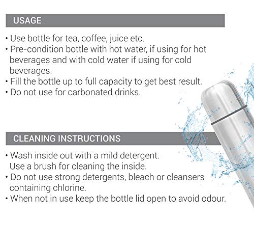 Image of Milton Plain Lid 750 Thermosteel 750 ml Water Bottle, 24 Hr Hot and Cold I Leak Proof Lid with Jacket, ISI Certified I Vacuum Insulated I for Office, Gym, School I Silver