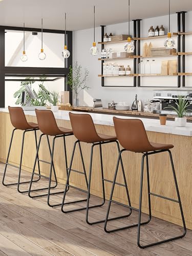 Image of 30in Bar Stools Counter Height Chairs Set of 3 (Dark Brown)