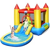 HONEY JOY Inflatable Bounce House, Kids Castle Jumping Bouncer w/ Water Slide & Splash Pool,...