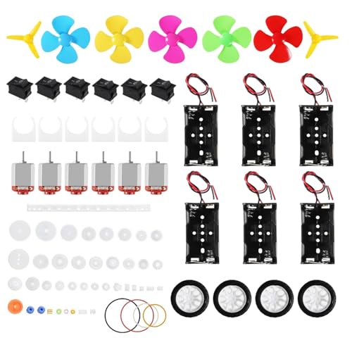 DIANN 6 Sets DC Motors Kit Mini Electric Motor 3V -12V 25000RPM with Plastic Gears 2X AA Battery Holder Boat Rocker Switch Shaft Propeller for DIY Science Projects
