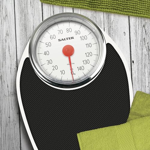 SALTER Doctor mechanische Badezimmerwaage, Retro Look, Akkurate Messergebnisse, Gut lesbare analoge Anzeige, stabile Plattform aus Metal, Wiegt bis zu 150kg, Keine Knöpfe oder Batterien