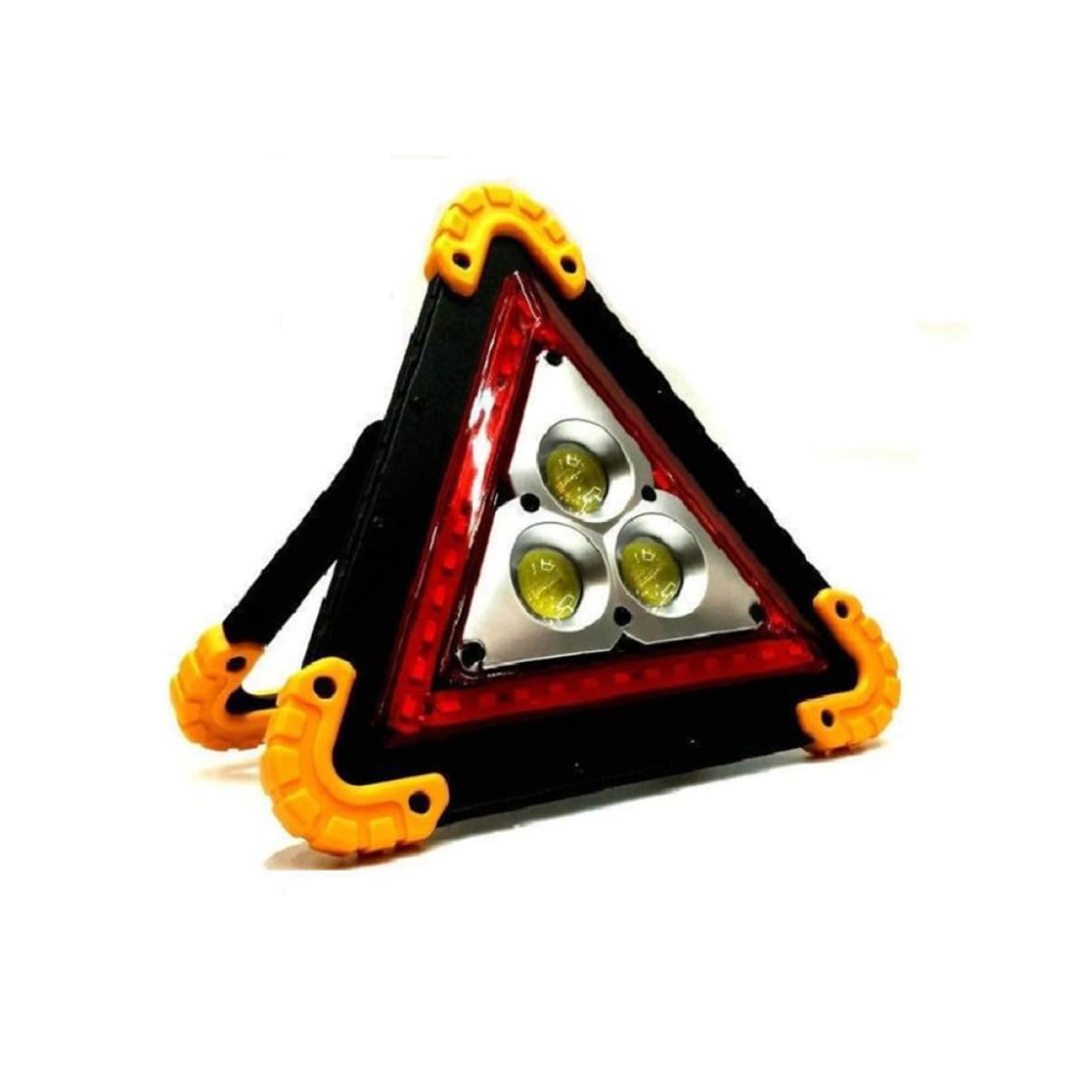 Triangulaire Balise LED Jaune Sécurité Portable de Camping et Voiture