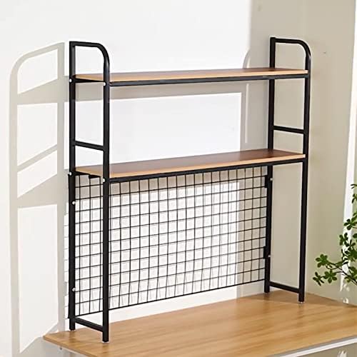 FPIGSHS Industrial Desktop Bookshelf with Grid Storage, Desktop Bookcase for Computer Desk, Multifunctional Freestanding Storage Rack Display Shelf for Office, Home Decor, Kitchen (Size : 55cm)