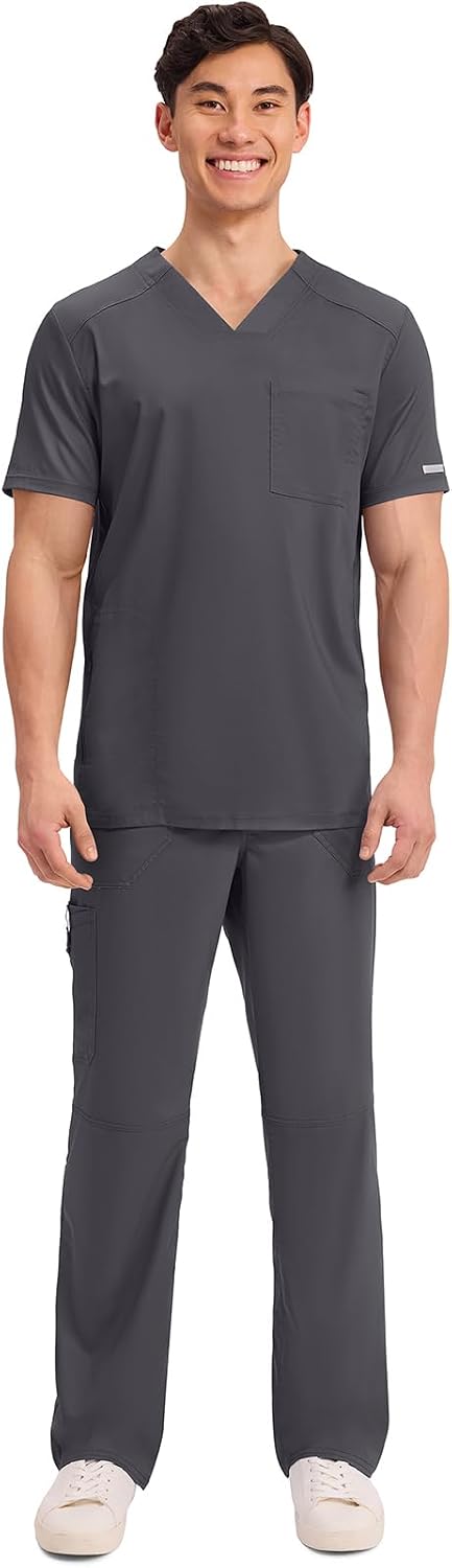 Cherokee Men's V-Neck Scrub Top with Mesh Yoke and Side Panels for Extra Breathability WW603