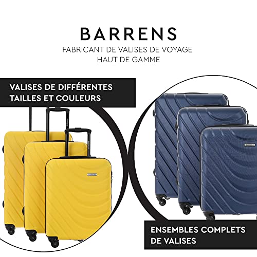 Barrens Valise Cabine Bagage Cabine 55x39x20cm 34 L Abs Valise De Voyage 4 Roulettes Poignee Flexible Valise A Coque Dure Compatible Avec Les Compagnies Aeriennes Beige