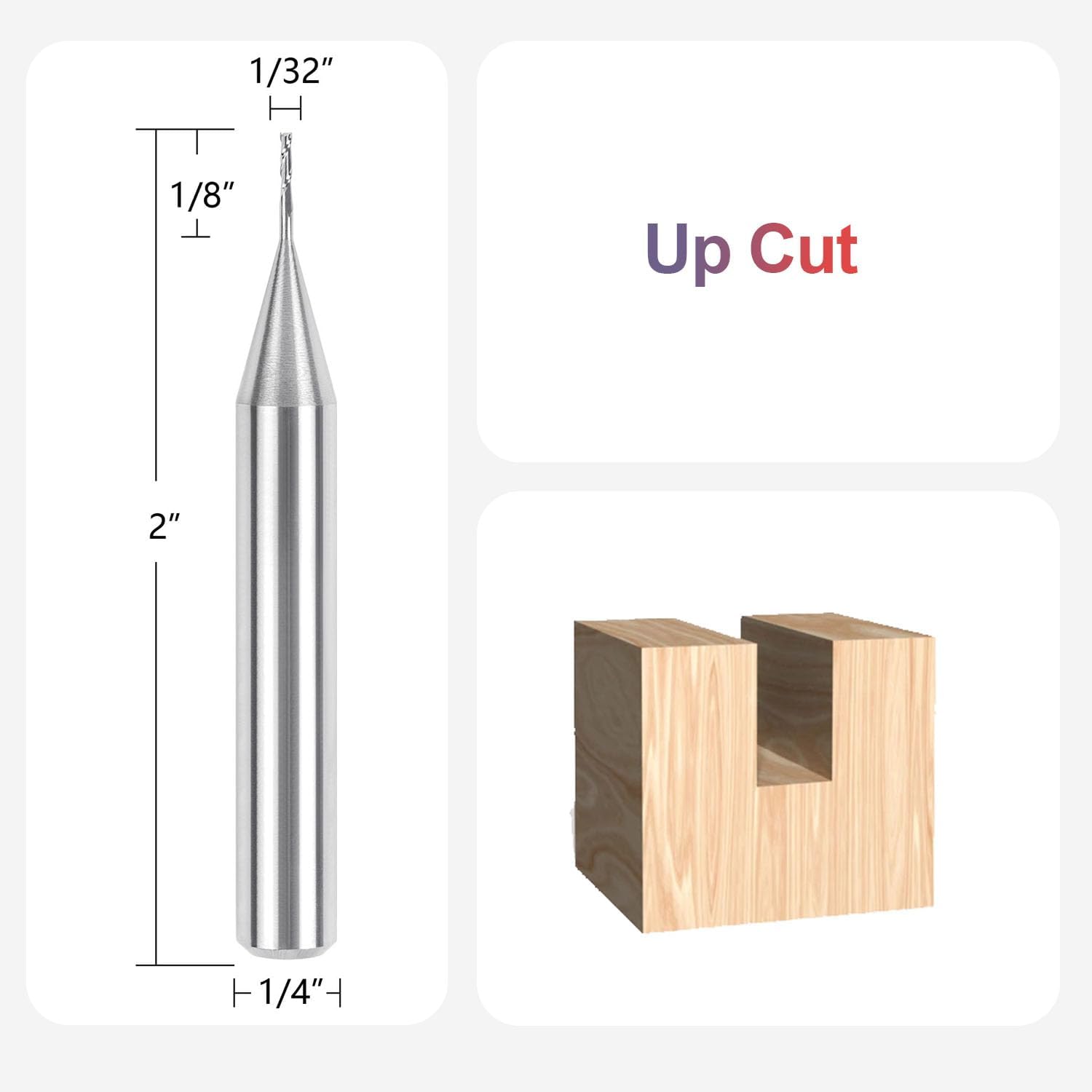 SpeTool Spiral Up Cut Router Bit, 1/32 Inch Cutting Diameter, 1/8 Inch Cutting Length, 1/4 Inch Shank - Image 2