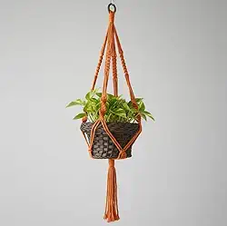 Suporte Corda Para Vasos de Planta Macramê 90 cm (Mostarda)