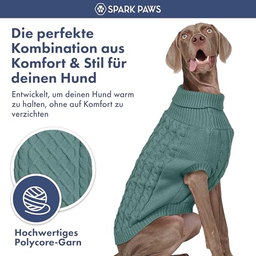 Spark Paws Strickpullover für Hunde – Weicher, Warmer Winterpullover für kleine, mittelgroße und große Hunde – Pullover für Französische Bulldoggen, Pitbulls, Hündinnen und Rüden, (Pine Green,3XL)