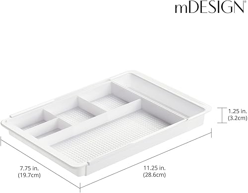 Miniatura 2 de mDesign - Organizador de cajones de plástico expandible y contenedor de almacenamiento para suministros de oficina - Soporte para bolígrafos de gel,