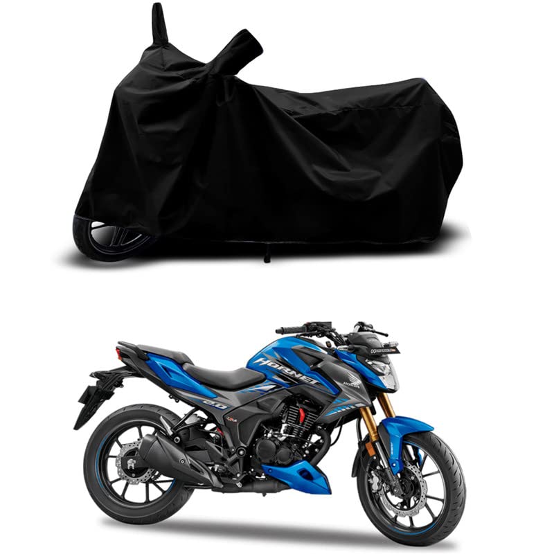 Image of 100% Scratchproof /UV-Rays /Heat Protection /Birds Dropping /Water Resistant /Dust Proof /Waterproof /Full Bike Scooty Two Wheeler Body Cover Compatible for Honda Hornet 2.0 All Varients[Black]
