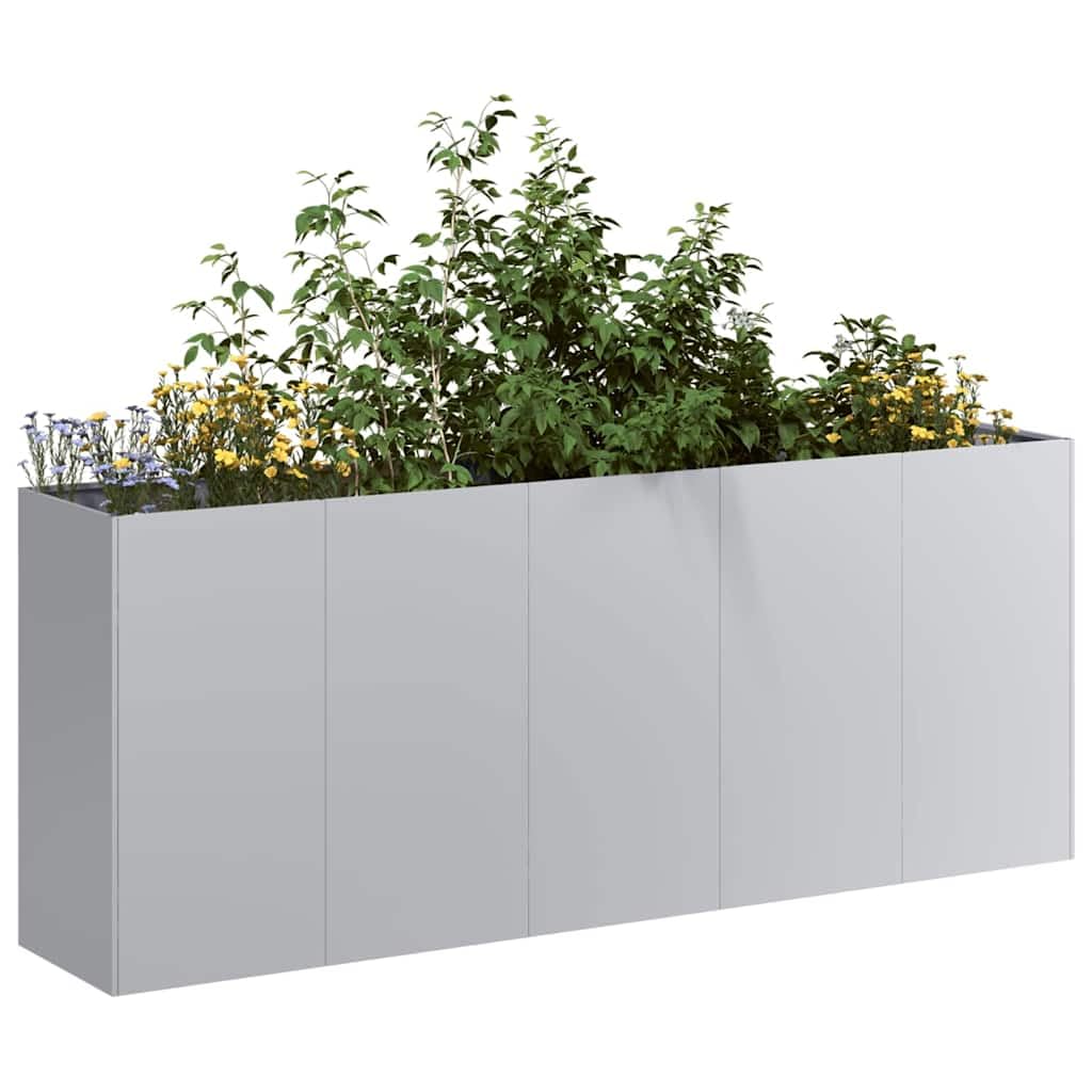 IKAYAA Raised Garden Bed Galvanised planter Bottomless Galvanised Steel Planter Box for Growing Outdoor Plants, Vegetables-galvanised steel-200 x 40 x 80 cm