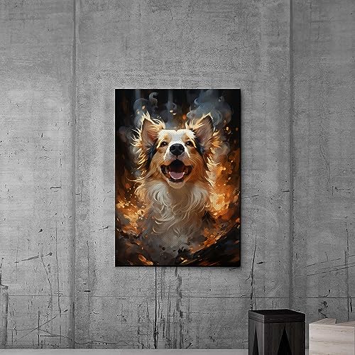 Custom Dog Portrait Canvas, Customized Canvas Pictures from Upload Picture, Personalized Pet Gift Canvas Prints with Your Photos, Custom Dog Wall Decor for Living Room, Housewarming Gift