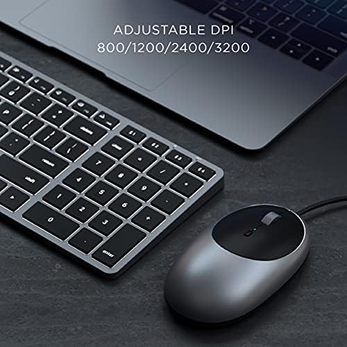 Satechi Aluminum C1 USB-C Wired Mouse  Optical Computer Mouse  For M2/ M1 MacBook Pro/Air, M2/ M1 iPad Pro/Air, M2 Mac Mini, iMac M1 (Space Gray)