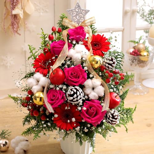 クリスマス 花 誕生日 プレゼント おまかせ!ツリーアレンジ トゥインクル・ピンク ギフト 記念日 お祝い 生花 女性 BunBunBee クリスマス 花 誕生日 プレゼント おまかせ!ツリーアレンジ トゥインクル・ピンク ギフト 記念日 お祝い 生花 女性 BunBunBee