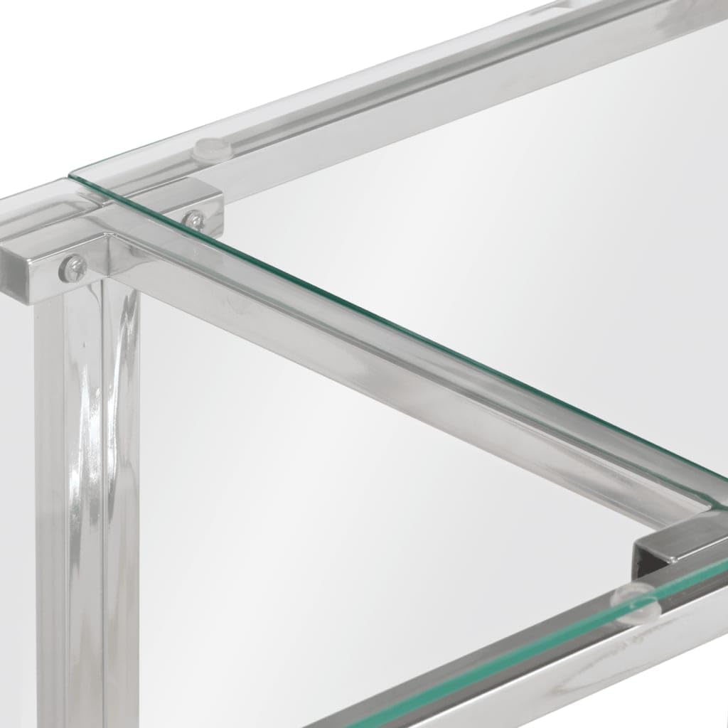 vidaXL Console Table, Sofa Table, Hallway Console Table, Behind Sofa Table for Living Room, Modern Style, Silver Stainless Steel and Tempered Glass