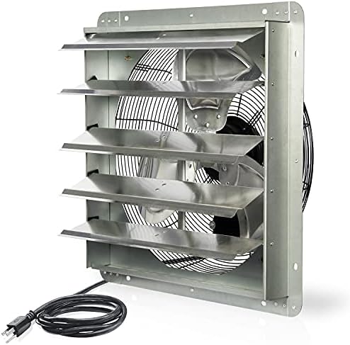 VENTISOL 20 Inch Shutter Exhaust Fan Wall Mounted, Aluminum with 1.65 Meters Power Cord Kit,High Speed 3500CFM, Ventilation fan for Garage,Greenhouse,Attic,Shed,Shop