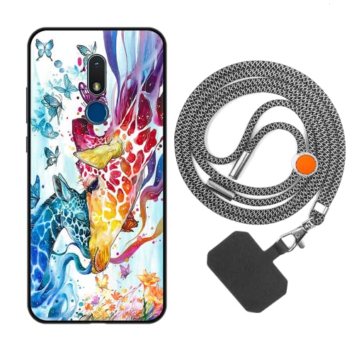 vingarshern Funda Compatible con Nokia C3 Carcasa Silicona Suave Marco,Anti-Choque Funda con Aesthetic Dibujos+1×Correa Colgante Ajustable,Jirafa