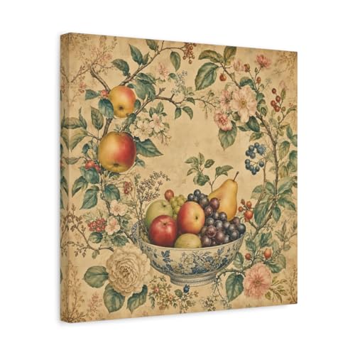 Tableau de cuisine vintage et decoration murale nature morte fruits 40x40