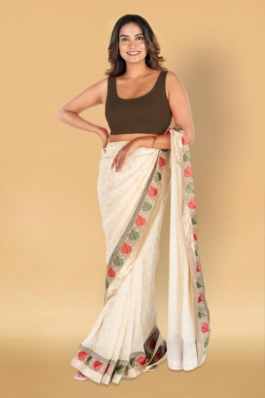 Image of Abhi Cotton Readymade Saree Blouse for Women- Sleeveless, U-Neck, Regular-fit, Stretchable, Pull-on Style