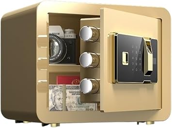 Cabinet Safes Fingerprint Home Safe Box Small Security Safe with Touch Screen Keypad for Office Dorm Hotel Bedroom Money BoxGold