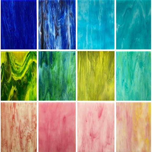 LITMIND 12 Sheets Variety Stained Glass Sheets Pack, 4 x 6 inch M...