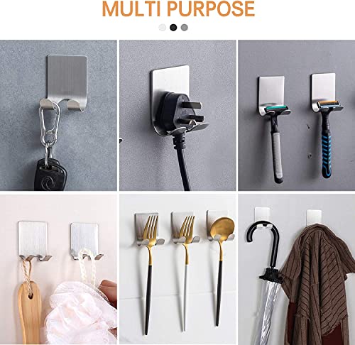 Luckyiren Razor Holder Shaver Hook Hanger Stand For Shower (6 Pack) Self Adhesive Stainless Steel Heavy Duty Utility Storage, Bathroom Kitchen Organizer For Plug Robe Towel Loofah Bathrobe Coat #TOP5