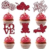24 Piezas Adornos Para Magdalenas Para El Día De San Valentín,Decoración De Pasteles Temáticos Del Día De San Valentín,Decoración Para Cupcakes De Corazónpara,Despedidas Soltera,Fiestas De Cumpleaños