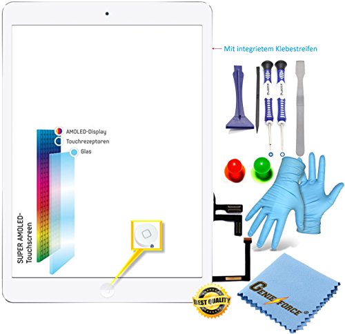 Vitre tactile iPad 5 blanche haute sensibilité avec nappe flex et kit outils de démontage