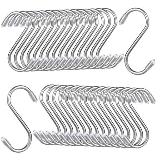 DAJAVE 100 Pack Crochets en S 2.5 Inch Acier Inoxydable Robustes avec Capuchons pour Cuisine et Rangement