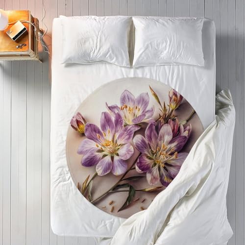 Couverture de plage ronde microfibre anti-sable grand format imprimé fleurs - 7