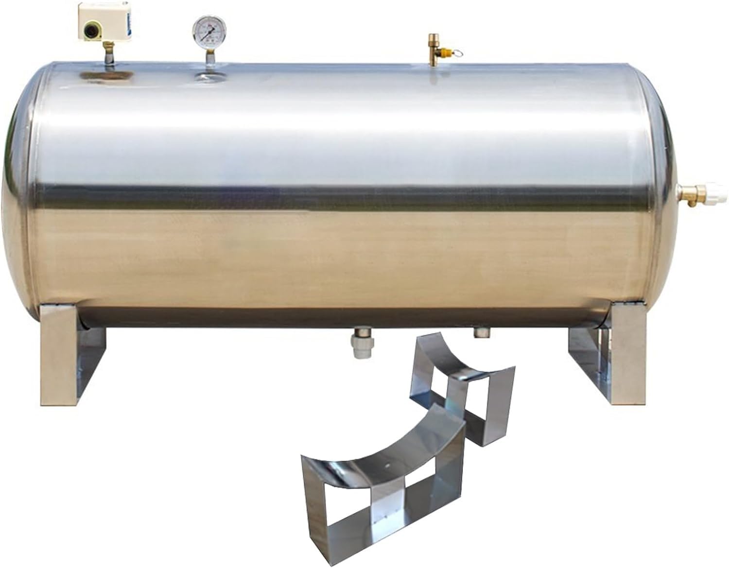 AviiSo Wasserkanister Druckbehälter aus Edelstahl/Wasser für Wasser-/Brunnenpumpe, Horizontale Wasserspeicher-Blasenbehälter mit Luftablassventil und Abnehmbarer Basis (Size : 100L/26.4GaL(75x55cm/29