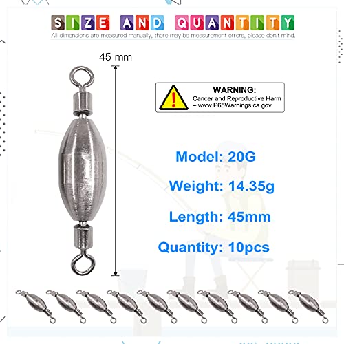 Glarks Assorted Quick Set Up Brass Fishing Sinker With Inner Swivel Set For Freshwater Saltwater (20G/0.7Oz) #TOP1