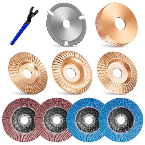 Neuermond WCS0620 [Upgraded] 10 Pcs Wood Carving Disc Set For 4 Inch Or 4 1/2 Inch Angle Grinder cover