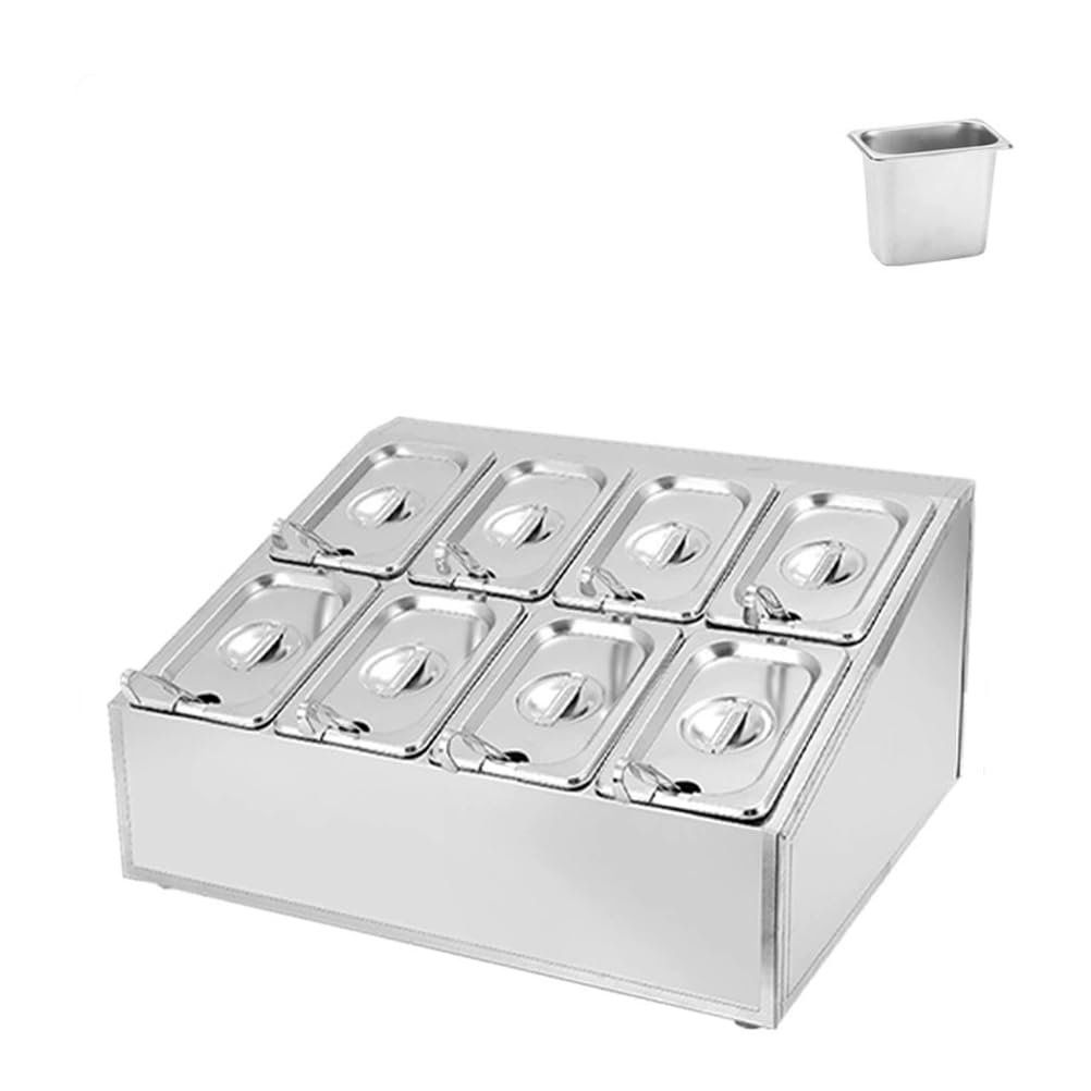 Contenitore di esposizione di servizio dell'alimento del controsoffitto, vassoio del buffet dell'acciaio inossidabile con 4 griglie per condimenti