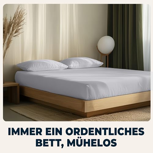 Flowen Spannbettlaken 120x200 cm Mikrofaser Spannbetttuch Hellgrau für Bett Atmungsaktive Hypoallergene Bettlaken Anti-Milbe Leicht Weich und Knitterfrei mit 30 cm Tiefe Tasche Maschinenwaschbares