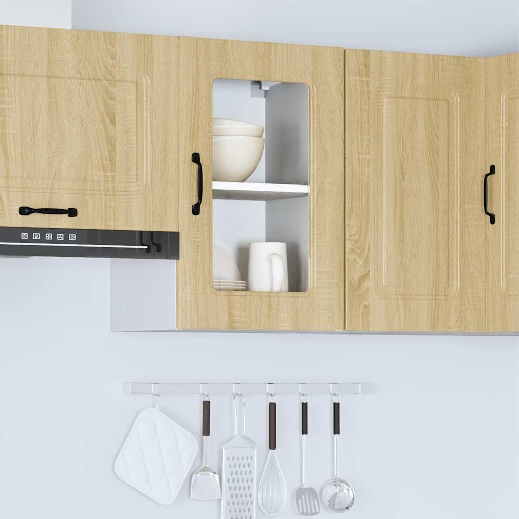 Tomostar Meuble Haut de Cuisine, Armoire Suspendue Cuisine Armoire Murale et Porte en Verre Kalmar chêne Sonoma 40 x 31 x 60 cm