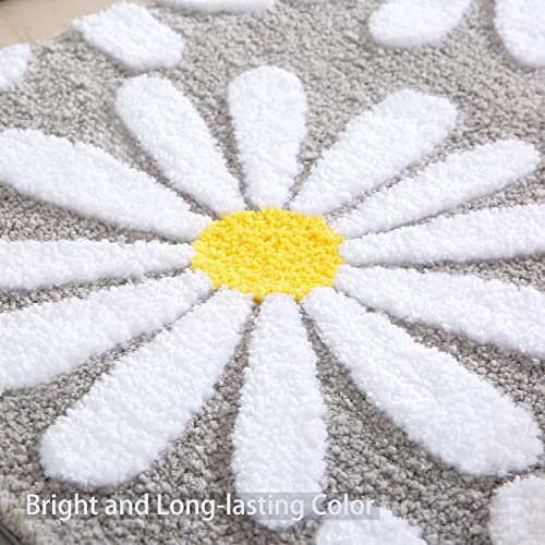 QJHOMO Grey Bath Mat White Flower Rug 50 x 80 cm, Non Slip Bath Mats for Bathroom, Soft Microfiber Bathroom Mat, Machine Washable Rug Durable Bathmat, Super Absorbent Floor Mat for Shower - Cosy Home Interiors QJHOMO Grey Bath Mat White Flower Rug 50 x 80 cm, Non Slip Bath Mats for Bathroom, Soft Microfiber Bathroom Mat, Machine Washable Rug Durable Bathmat, Super Absorbent Floor Mat for Shower - Image 5