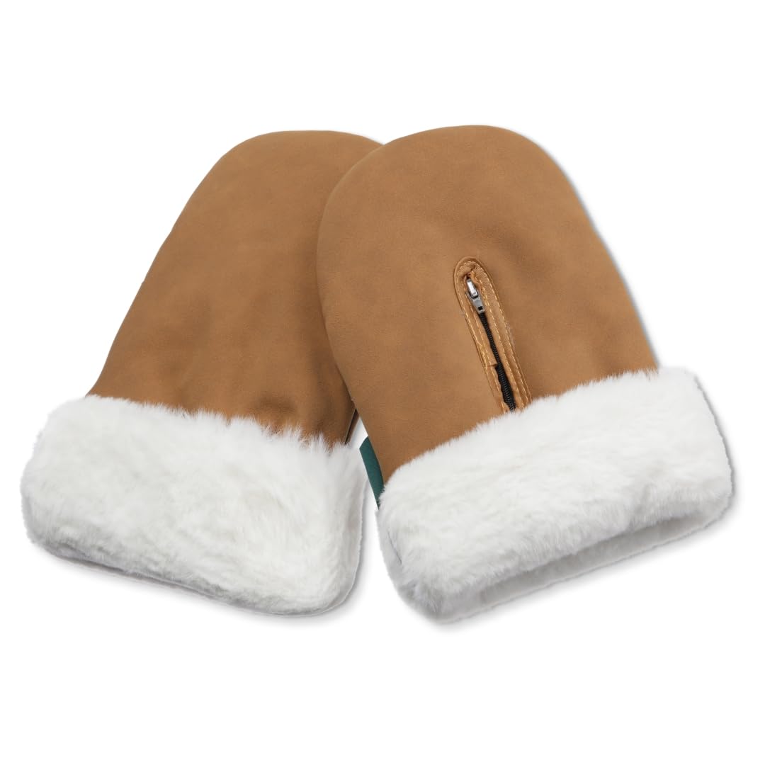KONG.WALTHER diameter sterbro Pram Gloves, Brown faux suede, Bundle (Adult + Mini)