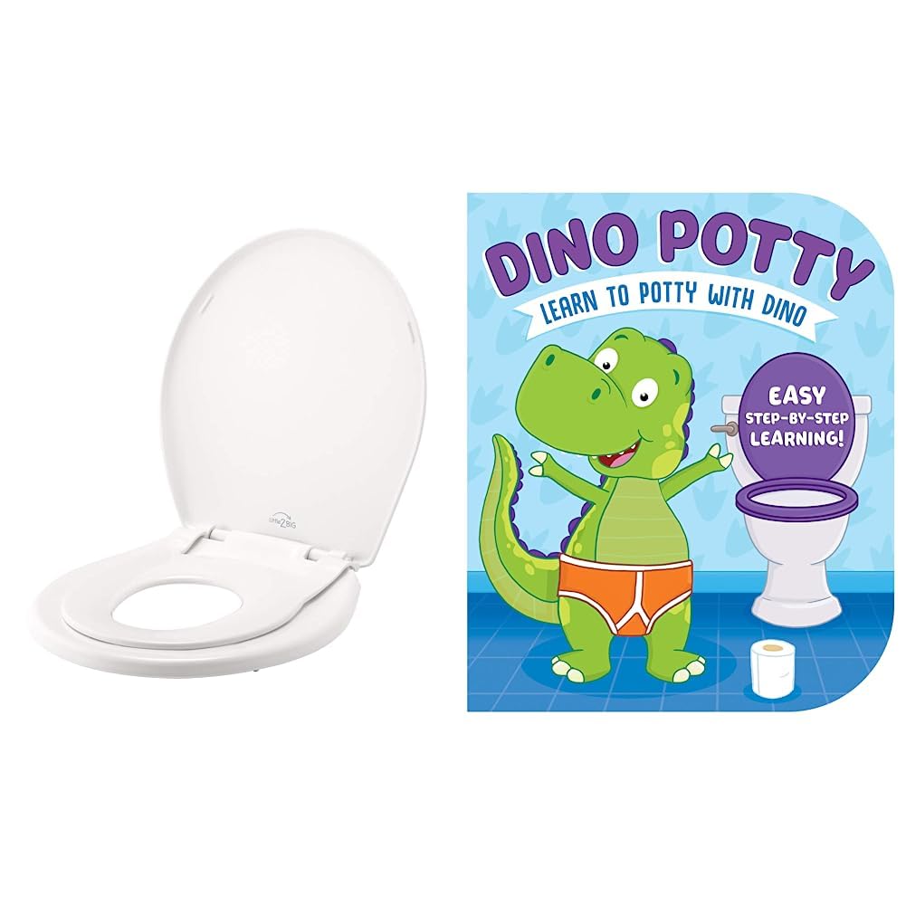 Little2Big 81SLOW 000 Toilet Seat with Built-In Potty Training Seat & Dino Potty-Engaging Illustrations and Fun