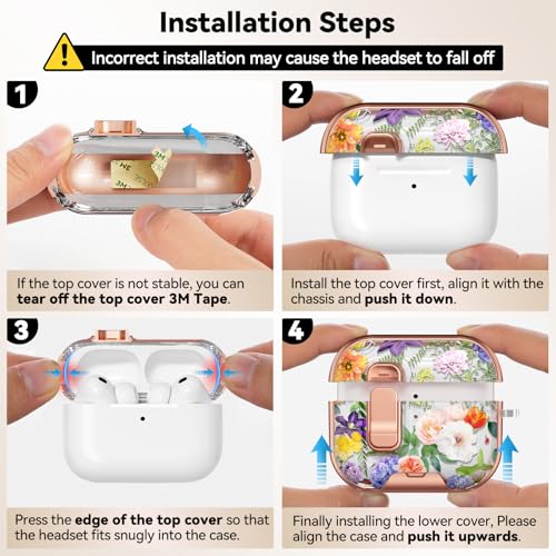 Image of for AirPod Pro 3 Case 2025, with Safty Lock & Phone Stand for Floral AirPod Pro 3 Generation Case Cover for Women Girly, iPod Pro 3 Cases with Keychain & Cleaner Kit -Seven-Color Flowers