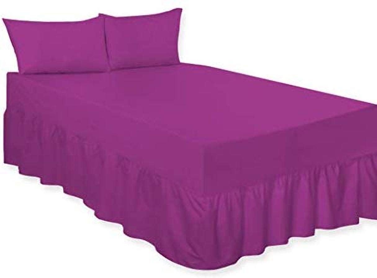 LOOMS & LEAVES PERCALE EXTRA DEEP 100% COTTON BLEND POLY FITTED VALANCE BED SHEETS IN (PLUM, SINGLE)