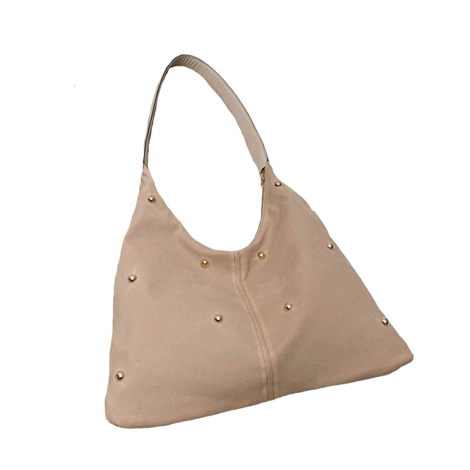 Fvctghz Women's Beige Suede Studded Bag For Slouchy Purse Vegan Leather Tote Shoulder Bag Trendy Retro(Beige)