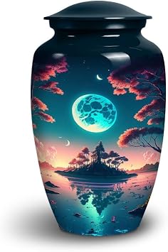 YATSKIA Blue Moon Urns for Human Ashes Adult Female, Memorial Burial Urn for Ashes Adult Male, Decorative Cremation Urns for Ash, Large Urn, 10 Inch