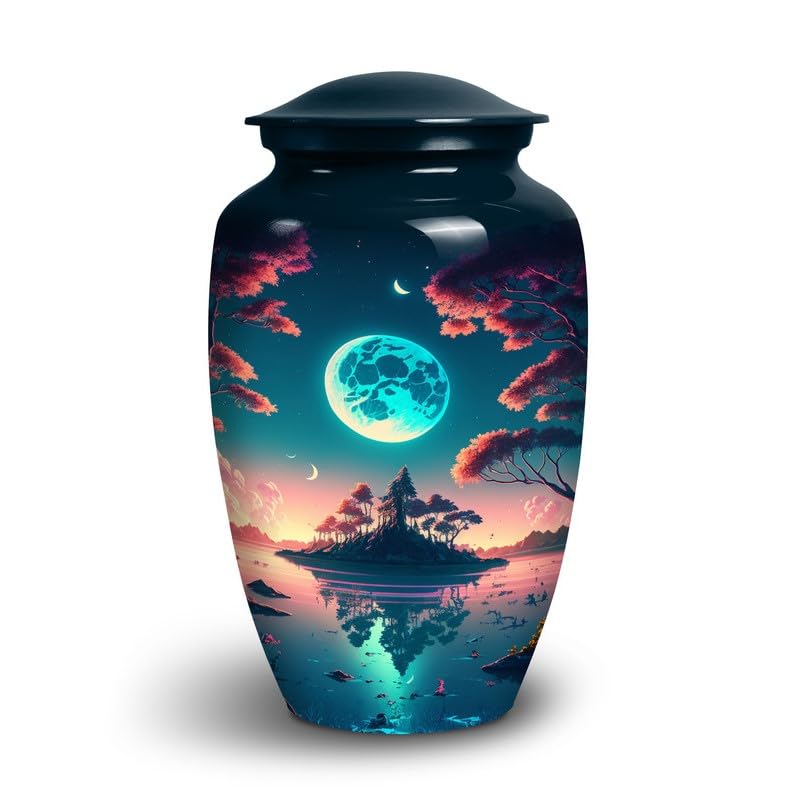 Yatskia Blue Moon Urns for Human Ashes Adult Female, Memorial Burial Urn for Ashes Adult Male, Decorative Cremation Urns for Ash, (Large Urn, 10 Inch)