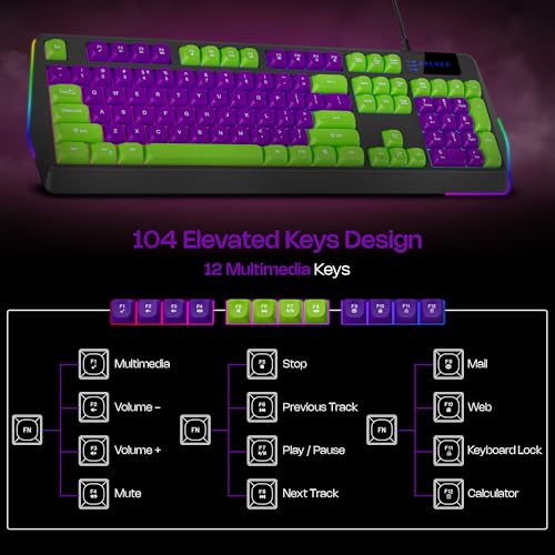 Image of Archer Tech Lab Wired Gaming Keyboard and Mouse Combo|Full Size 104 Keys,19 Anti-Ghosting| 6 Button Mouse Adjustable 7200 DPI,13 RGB Modes,Braided Cable|for PC, Laptop,Windows, Mac,Linux(G200)