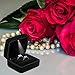 GBYAN Velvet 2 Slots Ring Box with LED Light for Ceremony Jewelry Display Gift Box for Engagement, Wedding, Black